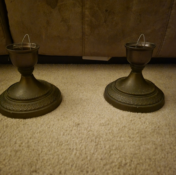 Brass candle and globe holders - Picture 4 of 4